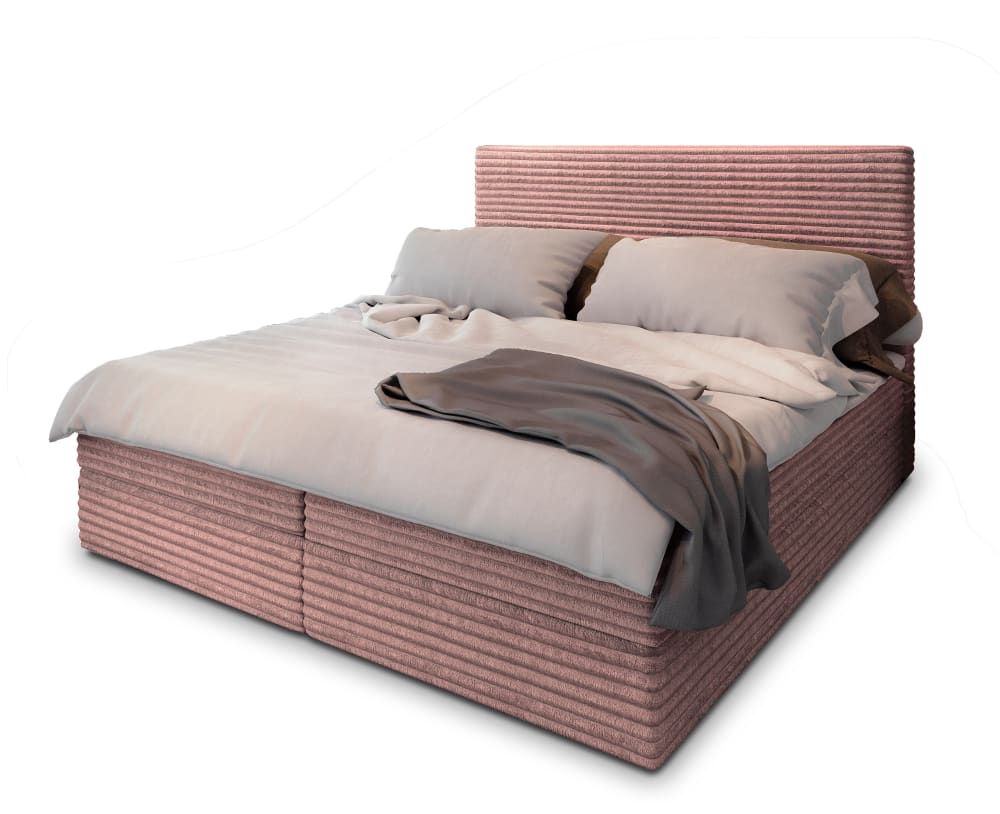 Masseno Boxspringbett 140x200 cm mit Matratze und Topper - Rosa style modern Rosa Stoff