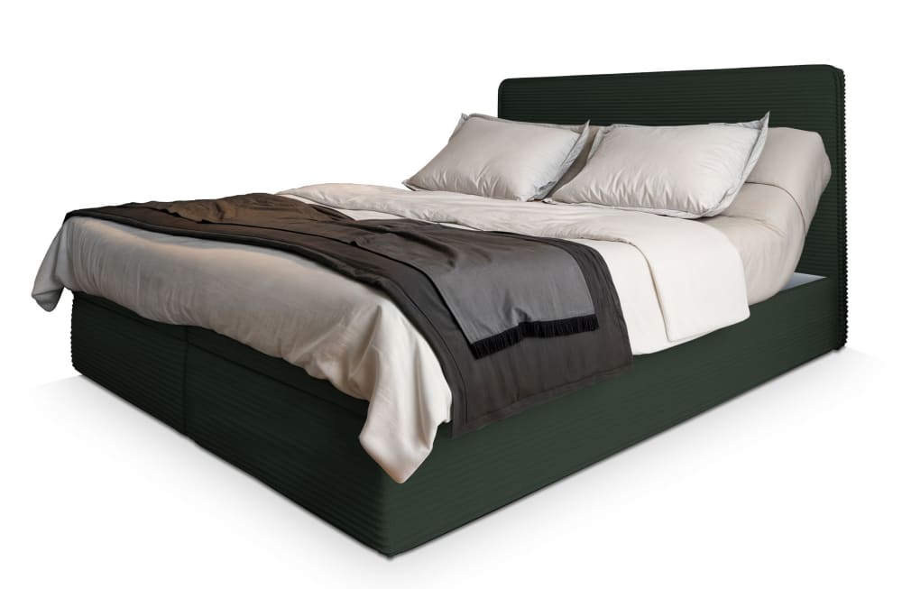 Masseno Boxspringbett 140x200 cm mit Matratze und Topper - Grün style modern Grün Stoff