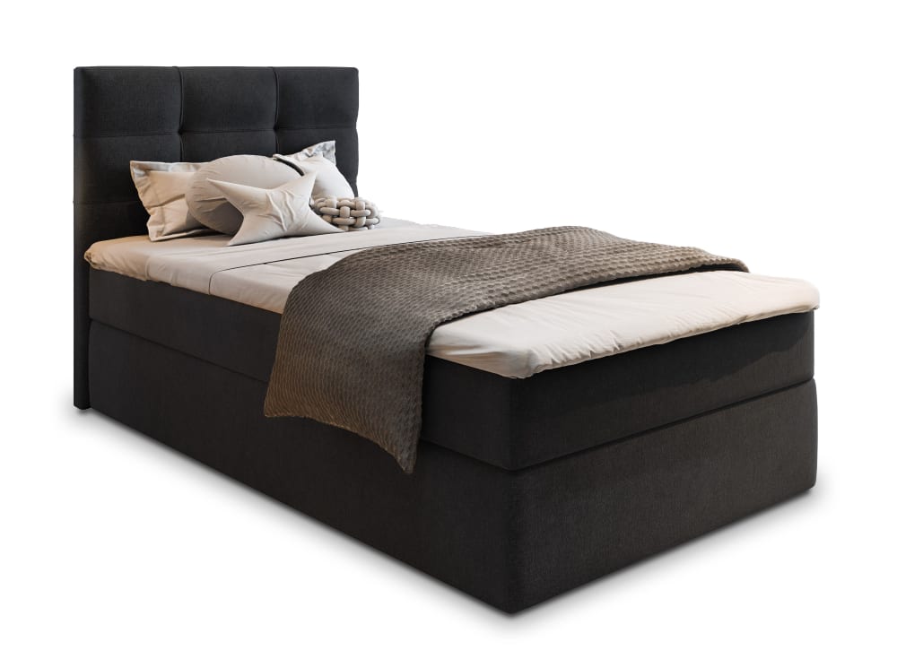Masseno Boxspringbett 80x200 cm mit Matratze und Topper - Schwarz style modern Schwarz Stoff