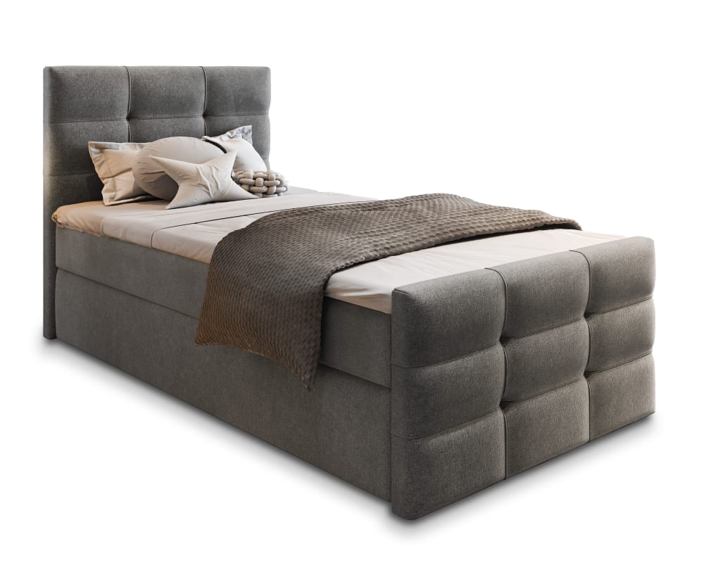 Masseno Boxspringbett 80x200 cm mit Matratze und Topper - Grau style modern Grau Stoff