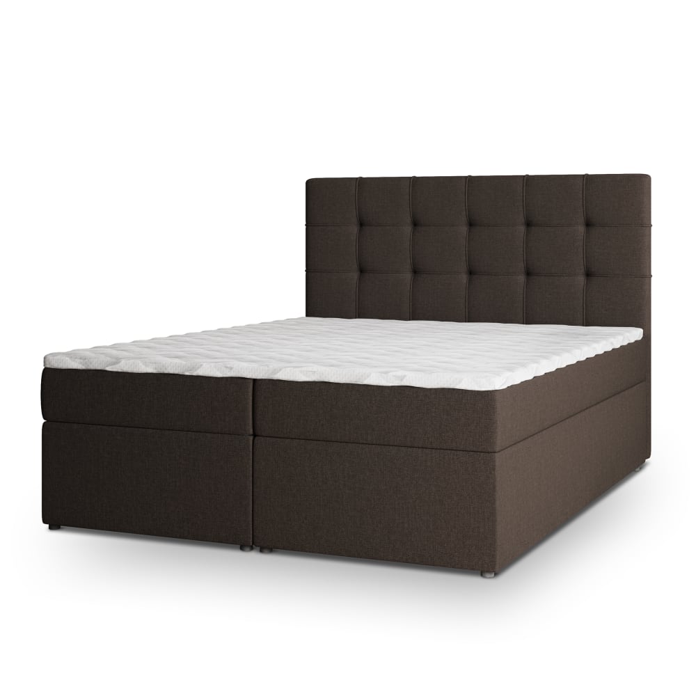 Masseno Boxspringbett 140x200 cm mit Matratze und Topper - Braun style modern Braun Stoff