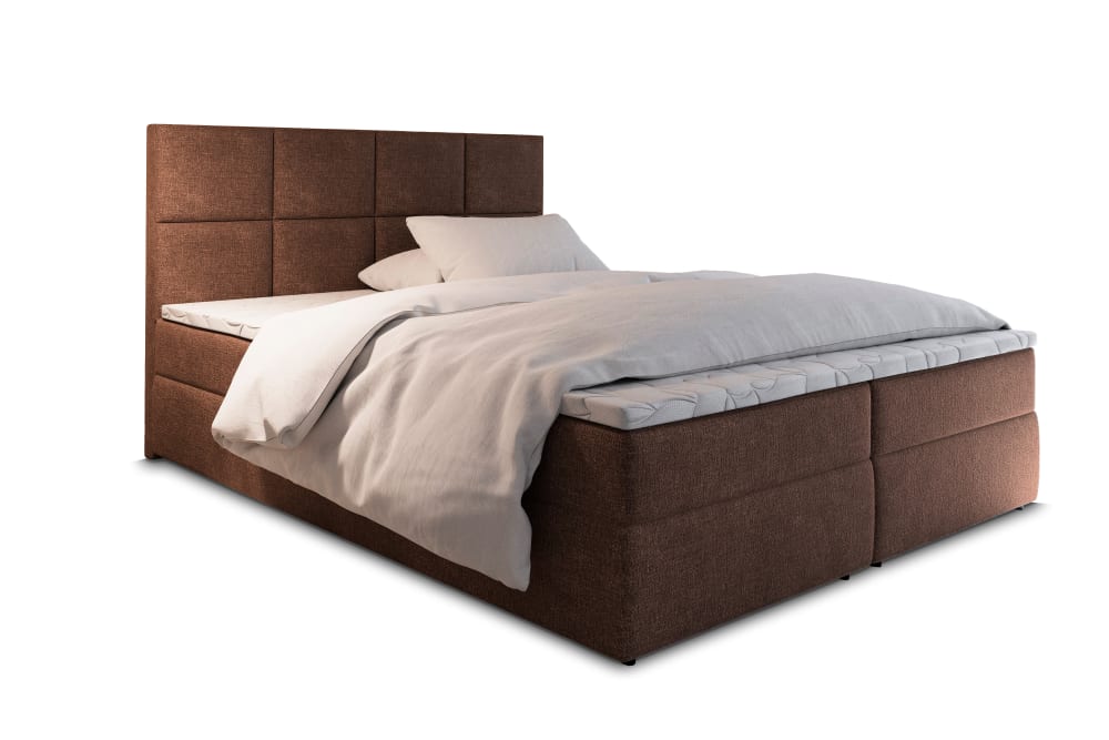 Masseno Boxspringbett 140x200 cm mit Matratze und Topper - Braun style modern Braun Stoff