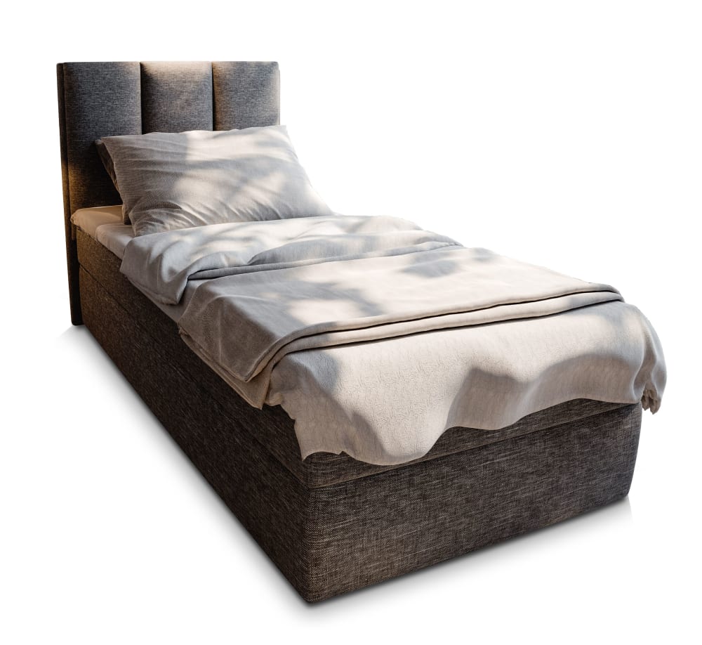 Masseno Boxspringbett 80x200 cm mit Matratze und Topper - Grau style modern Grau Stoff
