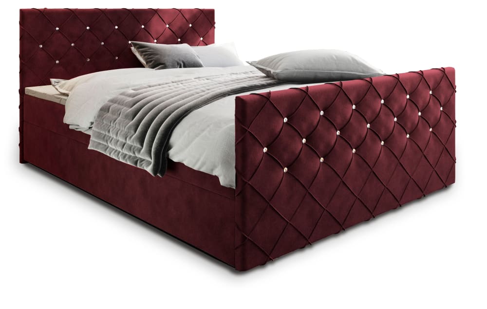 Masseno Boxspringbett 140x200 cm mit Matratze und Topper - Rot style modern Rot Stoff
