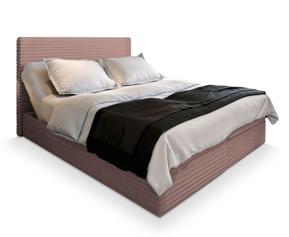 Masseno Boxspringbett 140x200 cm mit Matratze und Topper - Rosa style modern Rosa Stoff