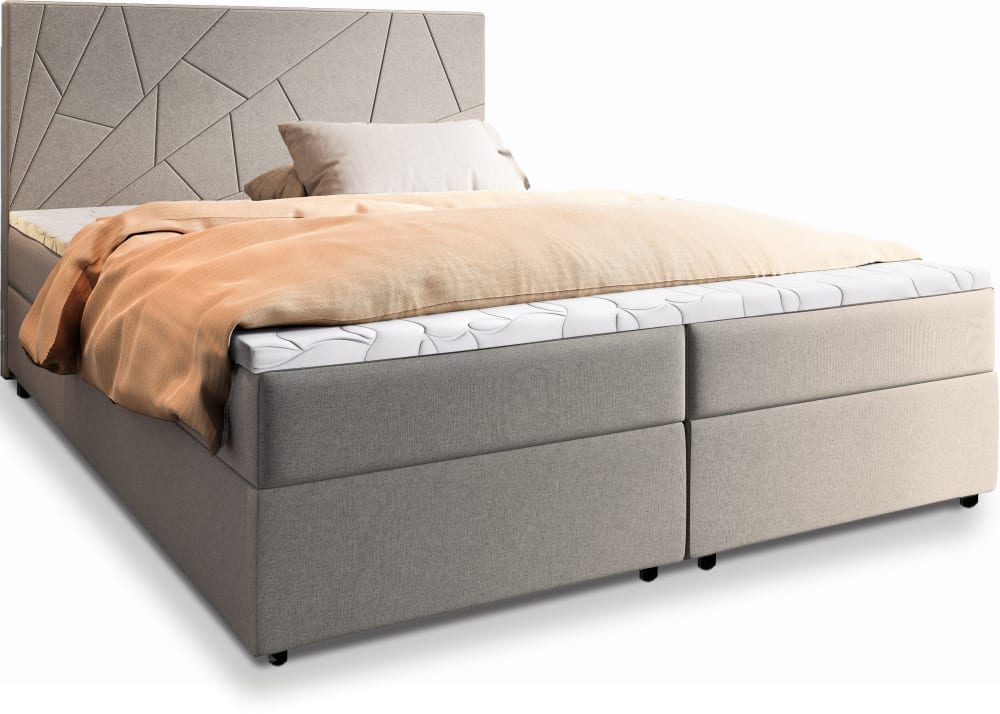 Masseno Boxspringbett 140x200 cm mit Matratze und Topper - Beige style modern Beige Stoff
