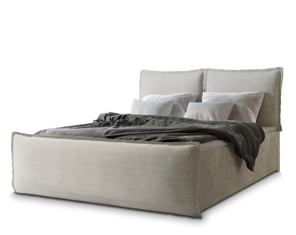 Masseno Boxspringbett 140x200 cm mit Matratze und Topper - Creme style modern Beige Stoff
