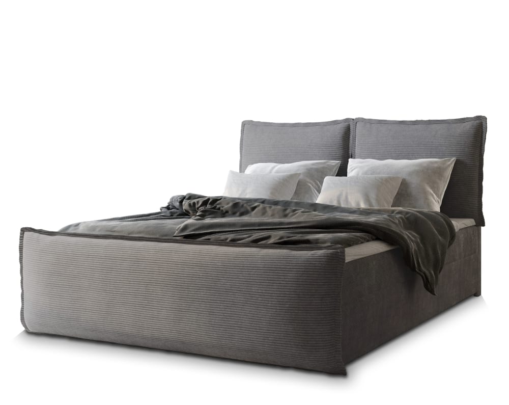 Masseno Boxspringbett 140x200 cm mit Matratze und Topper - Grau style modern Grau Stoff