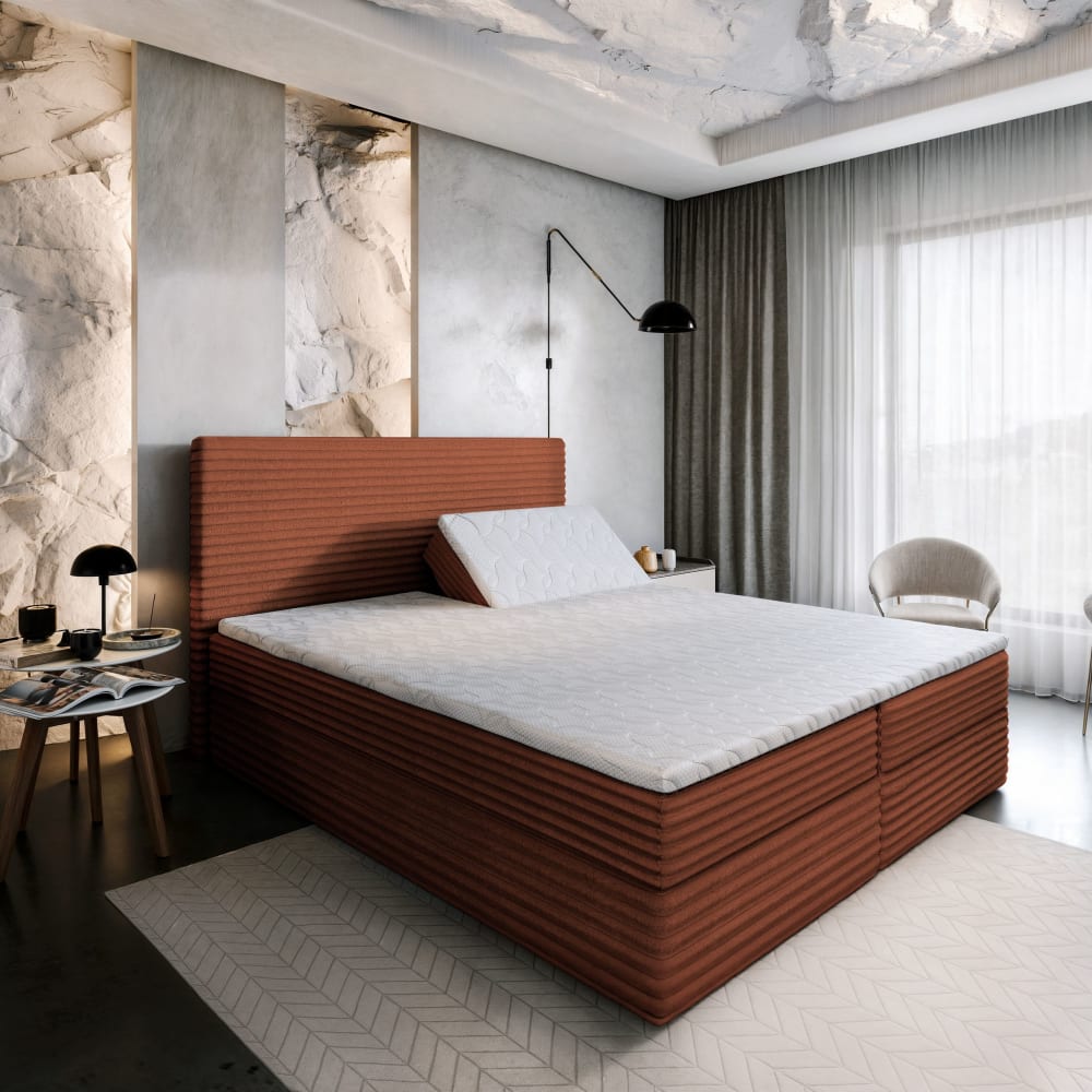 Boxspringbett 140x200 cm mit Matratze und Topper - Kupferfarben -
