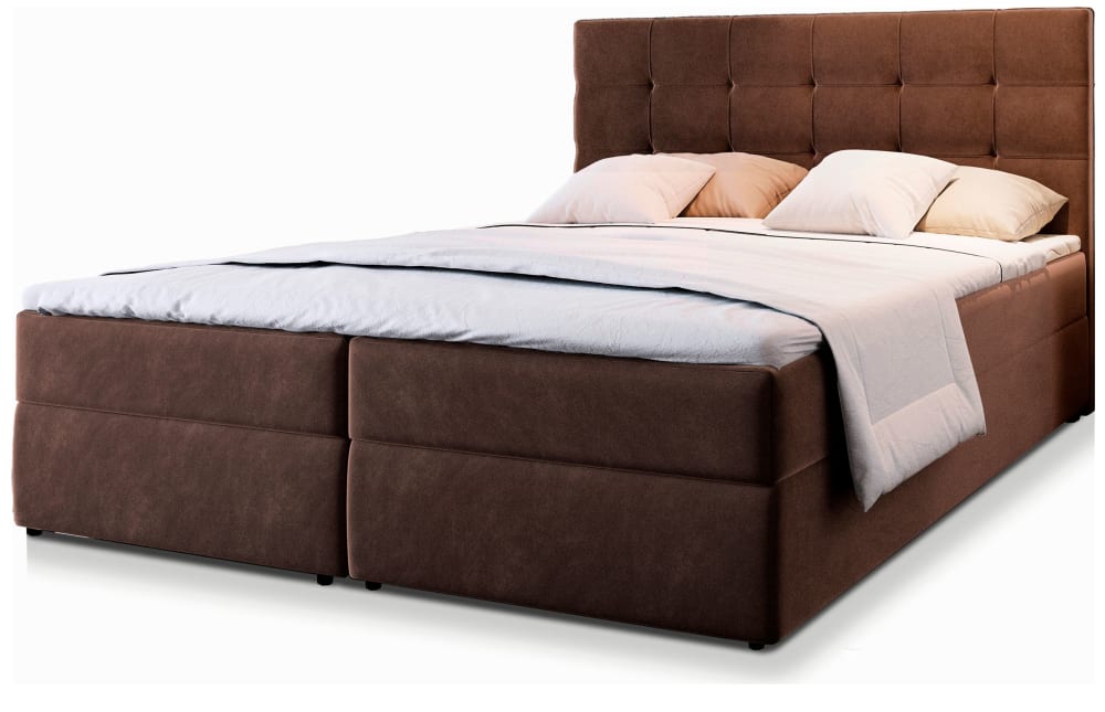 Masseno Boxspringbett 140x200 cm mit Matratze und Topper - Braun style modern Braun Stoff