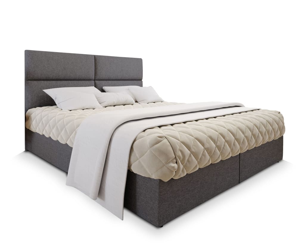 Masseno Boxspringbett 140x200 cm mit Matratze und Topper - Grau style modern Grau Stoff