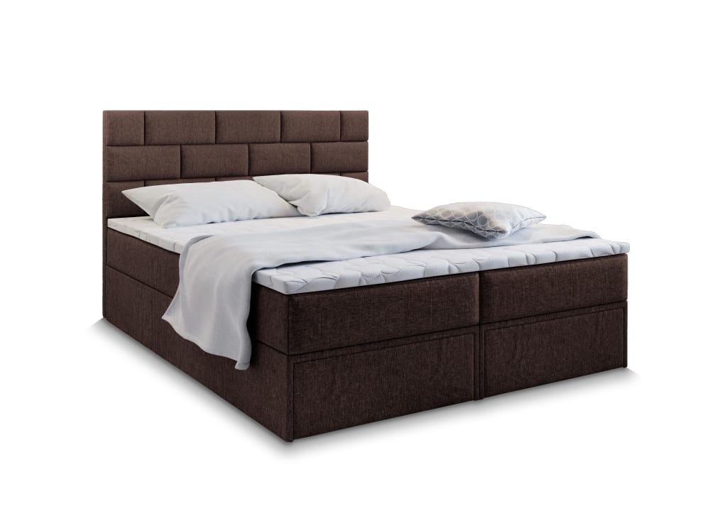 Masseno Boxspringbett 140x200 cm mit Matratze und Topper - Braun style modern Braun Stoff