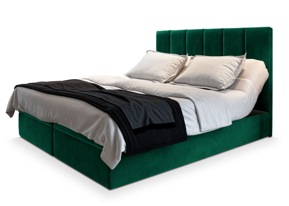 Masseno Boxspringbett 140x200 cm mit Matratze und Topper - Grün style modern Grün Stoff