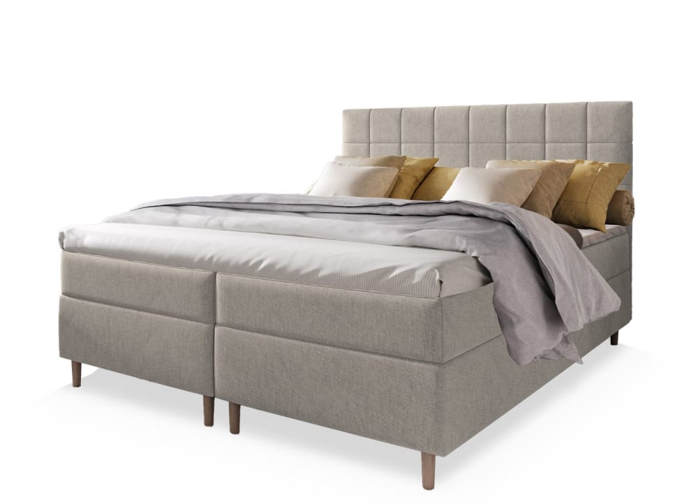 Masseno Boxspringbett 140x200 cm mit Matratze und Topper - Beige style modern Beige Stoff