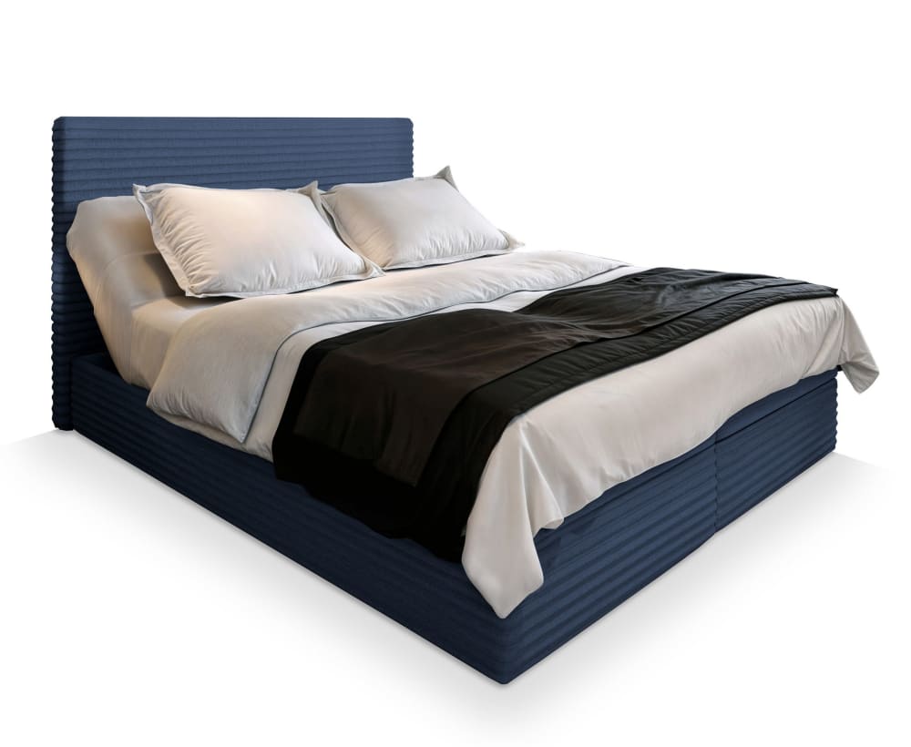 Masseno Boxspringbett 140x200 cm mit Matratze und Topper - Blau style modern Blau Stoff