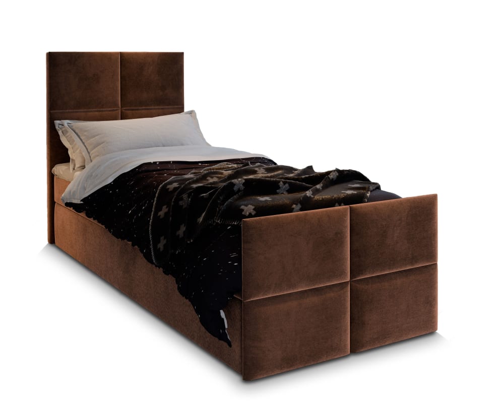 Masseno Boxspringbett 80x200 cm mit Matratze und Topper - Braun style modern Braun Stoff