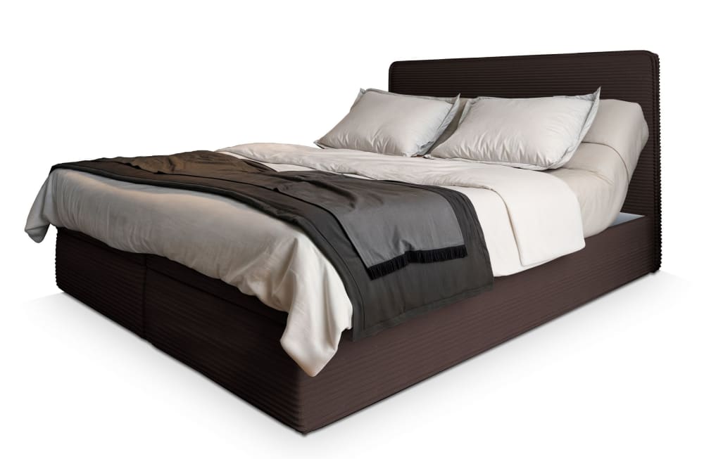 Masseno Boxspringbett 140x200 cm mit Matratze und Topper - Braun style modern Braun Stoff