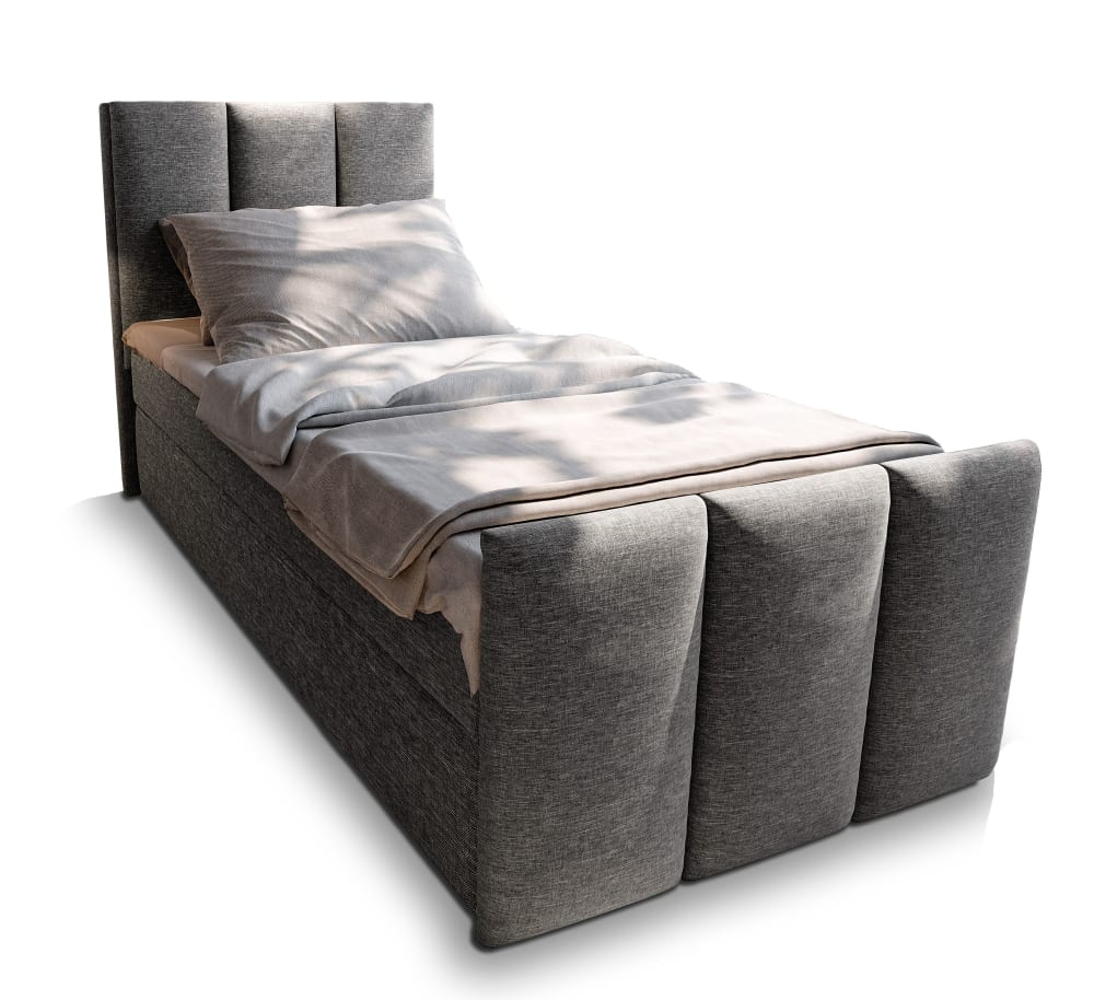 Masseno Boxspringbett 80x200 cm mit Matratze und Topper - Grau style modern Grau Stoff