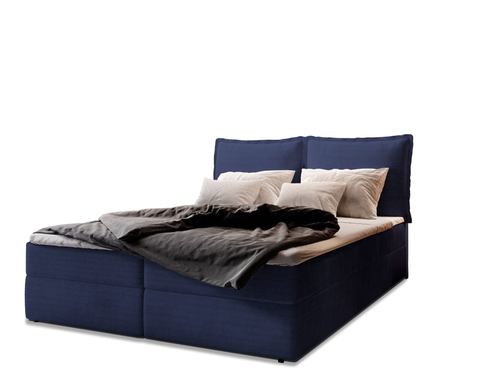 Masseno Boxspringbett 140x200 cm mit Matratze und Topper - Blau style modern Blau Stoff