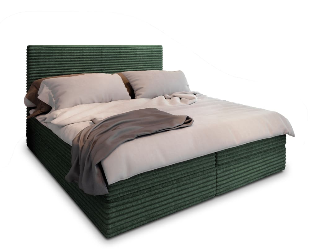Masseno Boxspringbett 140x200 cm mit Matratze und Topper - Grün style modern Grün Stoff