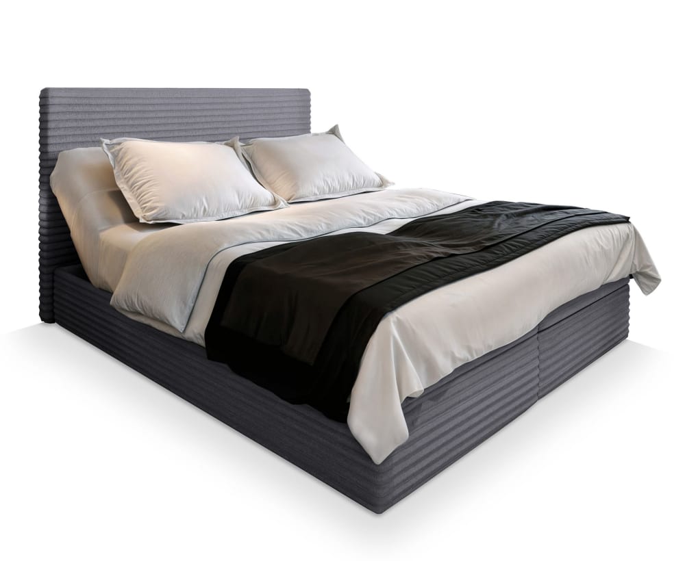 Masseno Boxspringbett 140x200 cm mit Matratze und Topper - Grau style modern Grau Stoff