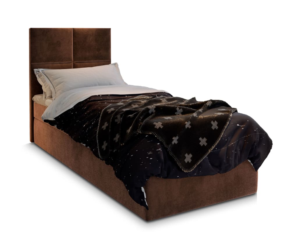 Masseno Boxspringbett 80x200 cm mit Matratze und Topper - Braun style modern Braun Stoff