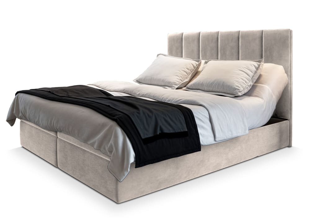 Masseno Boxspringbett 140x200 cm mit Matratze und Topper - Beige style modern Beige Stoff