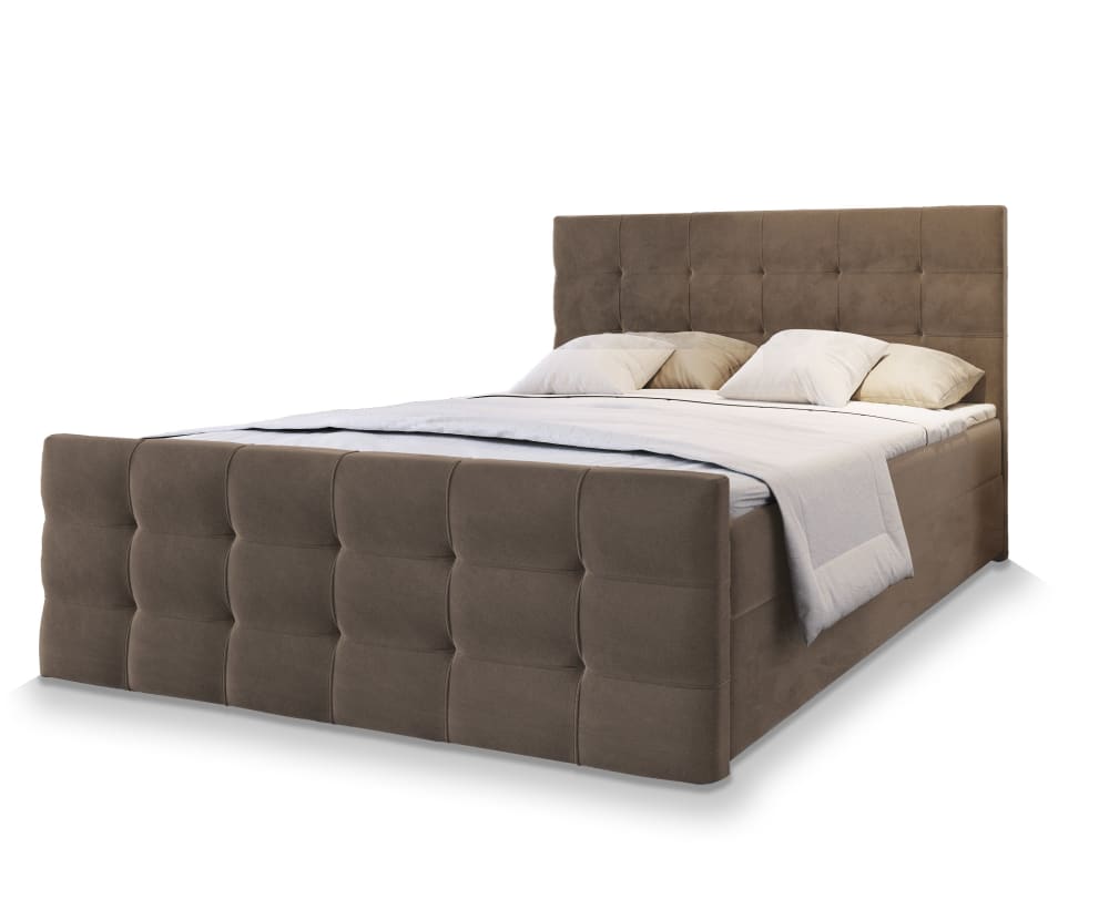 Masseno Boxspringbett 140x200 cm mit Matratze und Topper - Braun style modern Braun Stoff
