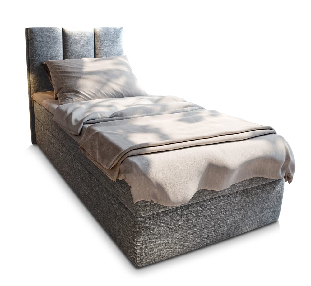 Masseno Boxspringbett 80x200 cm mit Matratze und Topper - Hellgrau style modern - Stoff