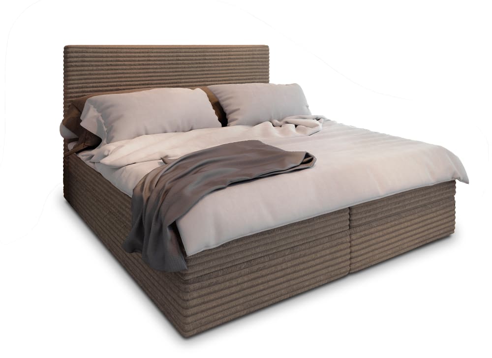 Masseno Boxspringbett 140x200 cm mit Matratze und Topper - Beige style modern Beige Stoff