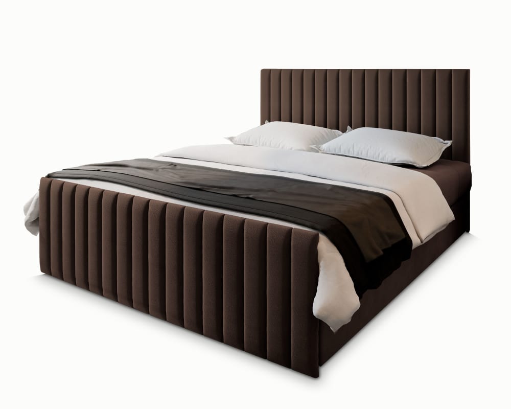 Masseno Boxspringbett 140x200 cm mit Matratze und Topper - Braun style modern Braun Stoff