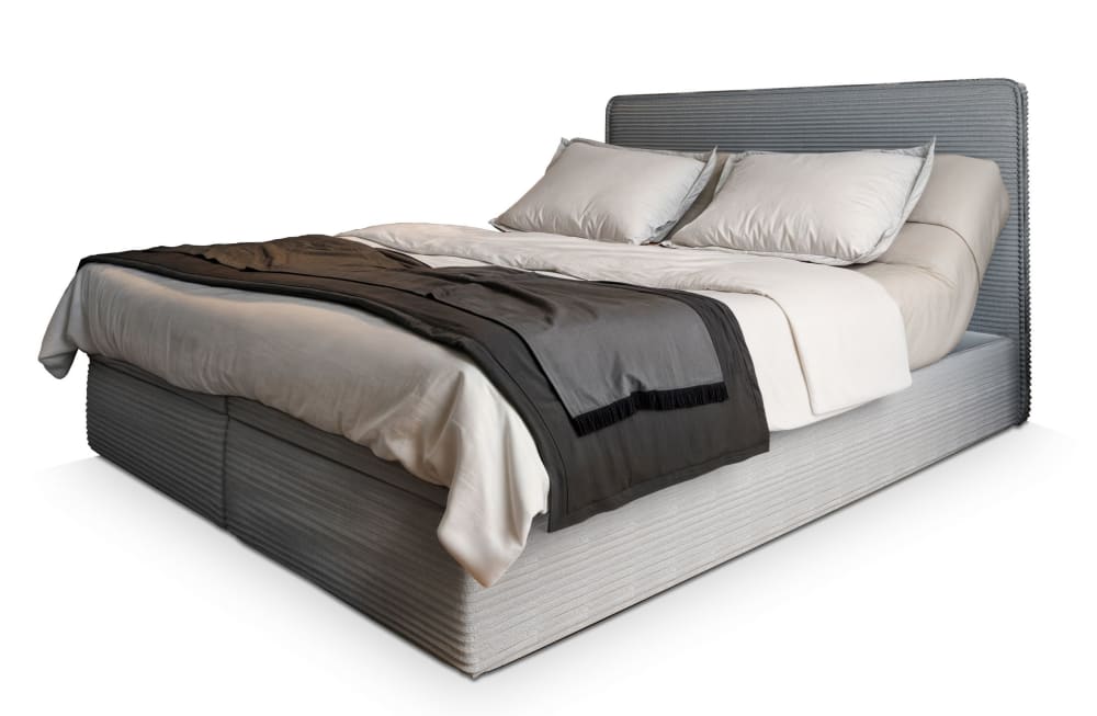 Masseno Boxspringbett 140x200 cm mit Matratze und Topper - Hellgrau style modern - Stoff