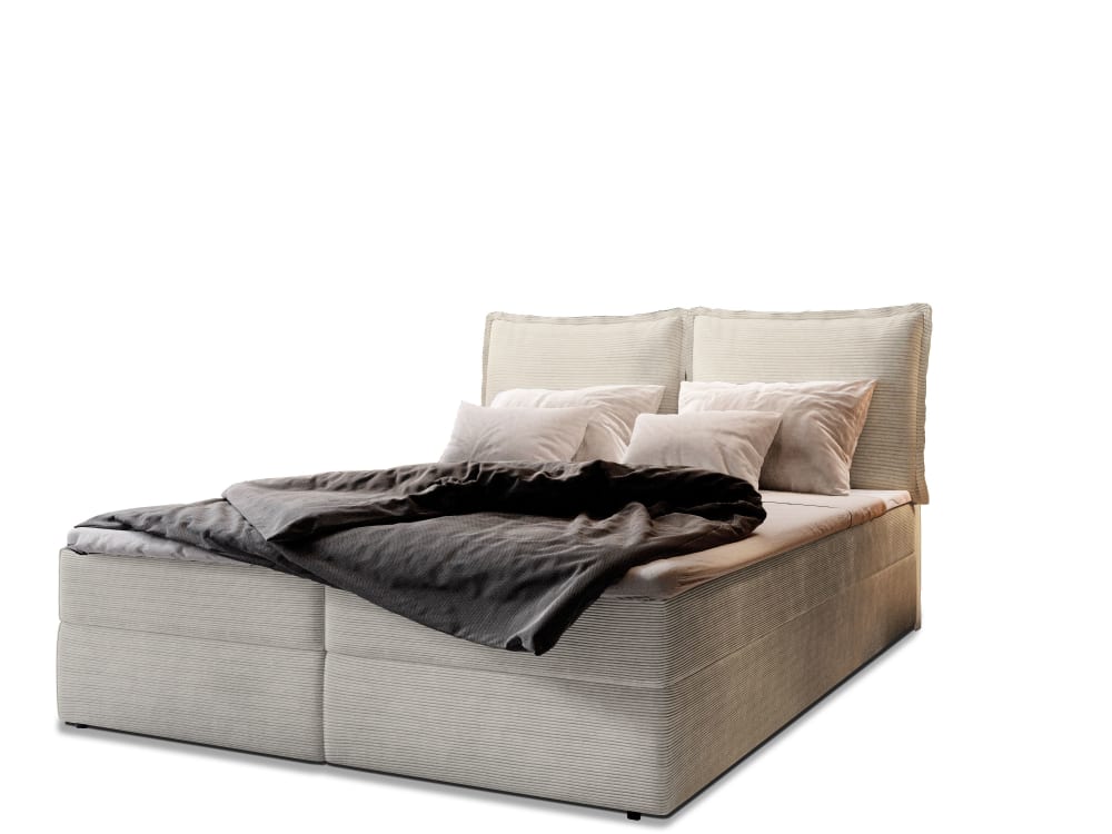 Masseno Boxspringbett 140x200 cm mit Matratze und Topper - Beige style modern Beige Stoff