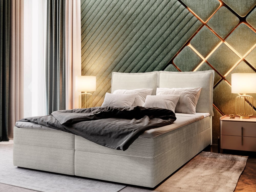 Boxspringbett 140x200 cm mit Matratze und Topper - Beige -