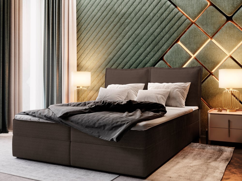Boxspringbett 140x200 cm mit Matratze und Topper - Braun -