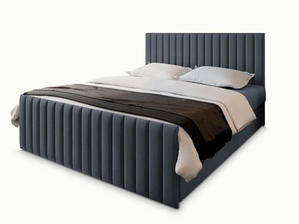Masseno Boxspringbett 140x200 cm mit Matratze und Topper - Grau style modern Grau Stoff