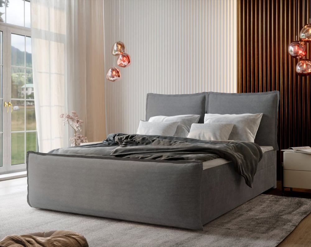 Boxspringbett 140x200 cm mit Matratze und Topper - Hellgrau -