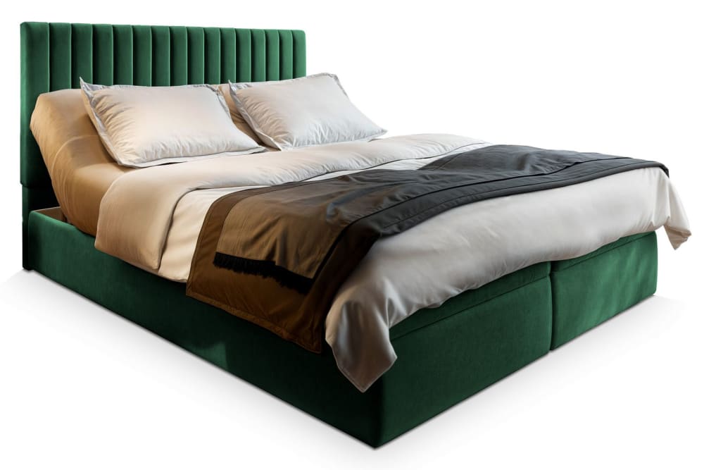 Masseno Boxspringbett 140x200 cm mit Matratze und Topper - Grün style modern Grün Stoff