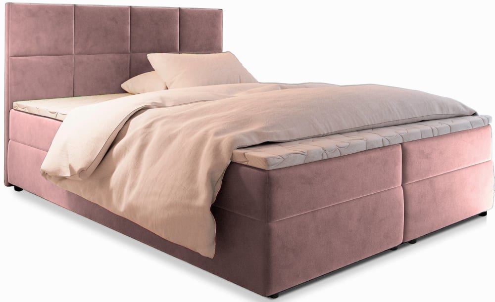 Masseno Boxspringbett 140x200 cm mit Matratze und Topper - Rosa style modern Rosa Stoff