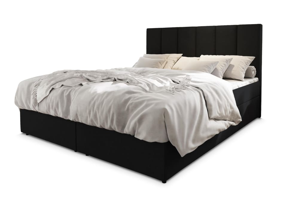 Masseno Boxspringbett 140x200 cm mit Matratze und Topper - Schwarz style modern Schwarz Stoff