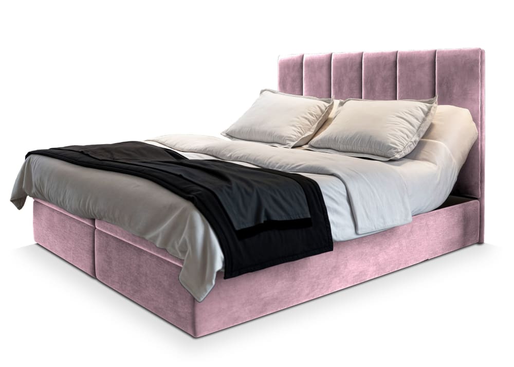Masseno Boxspringbett 140x200 cm mit Matratze und Topper - Rosa style modern Rosa Stoff
