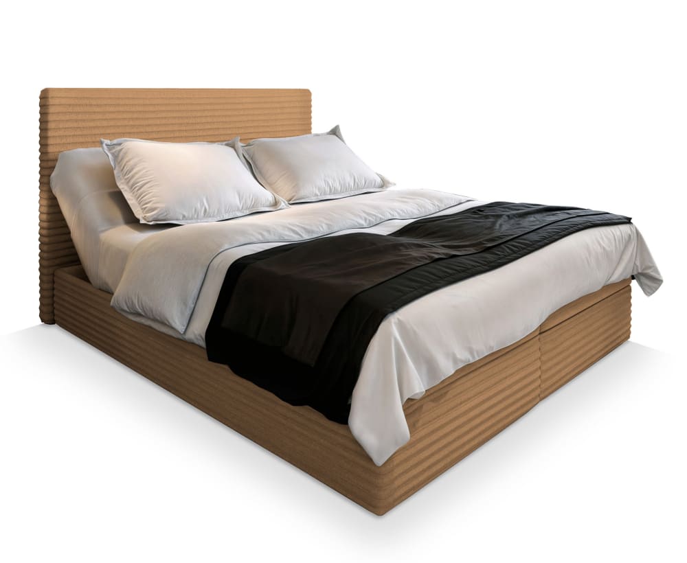 Masseno Boxspringbett 140x200 cm mit Matratze und Topper - Braun style modern Braun Stoff