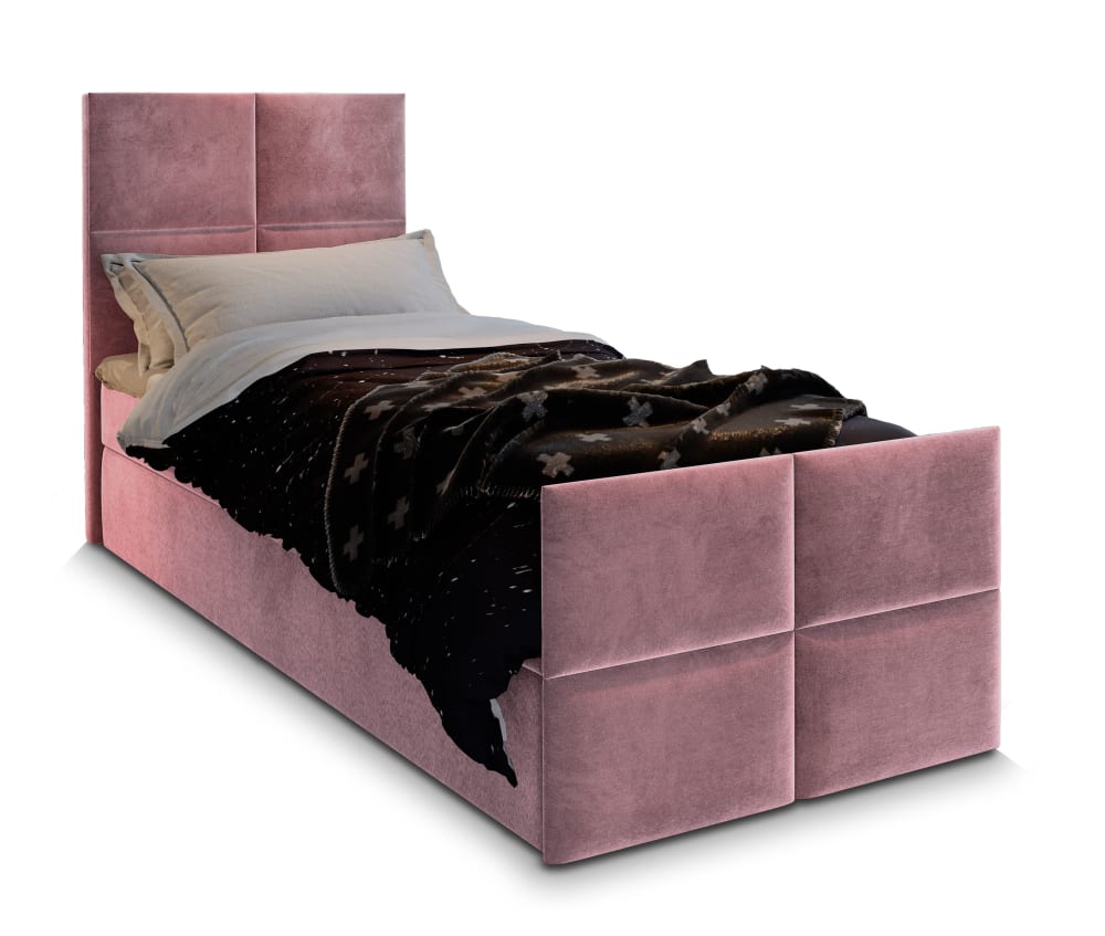 Masseno Boxspringbett 80x200 cm mit Matratze und Topper - Rosa style modern Rosa Stoff