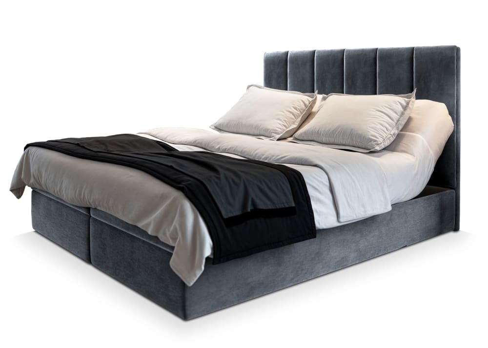 Masseno Boxspringbett 140x200 cm mit Matratze und Topper - Grau style modern Grau Stoff