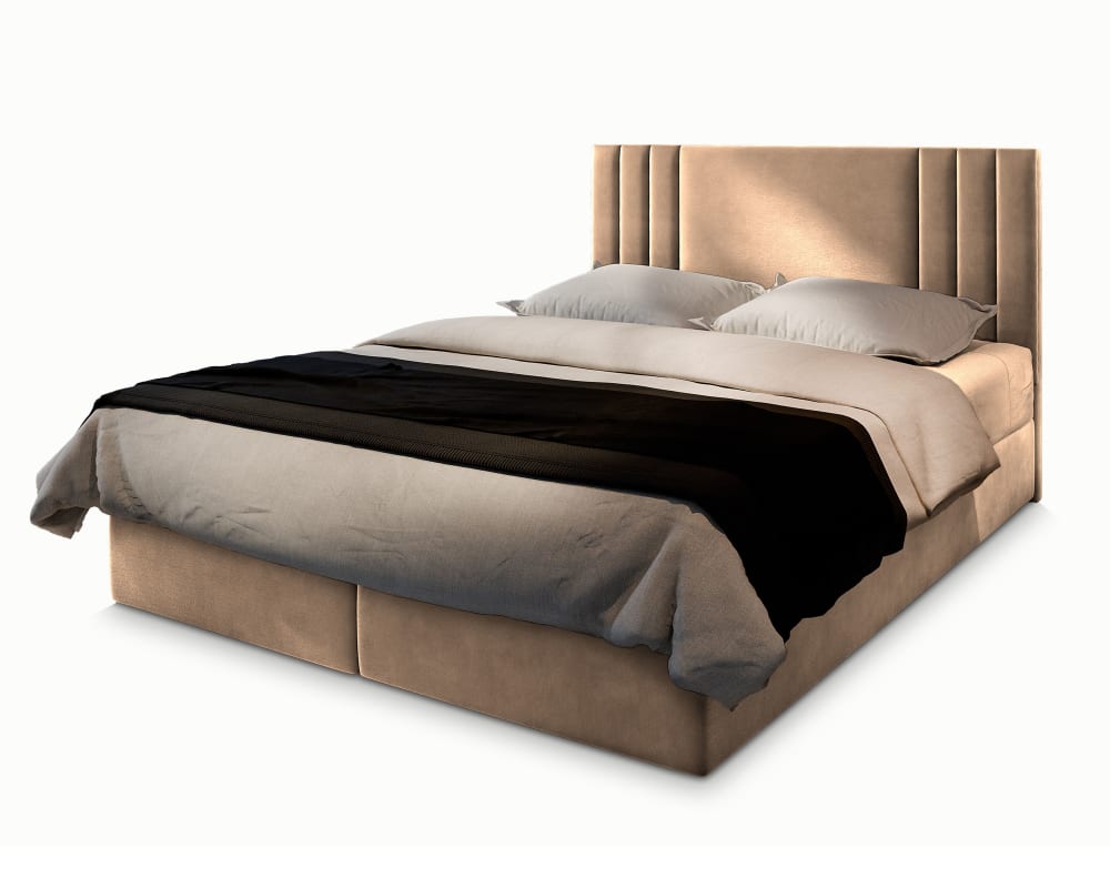 Masseno Boxspringbett 140x200 cm mit Matratze und Topper - Beige style modern Beige Stoff