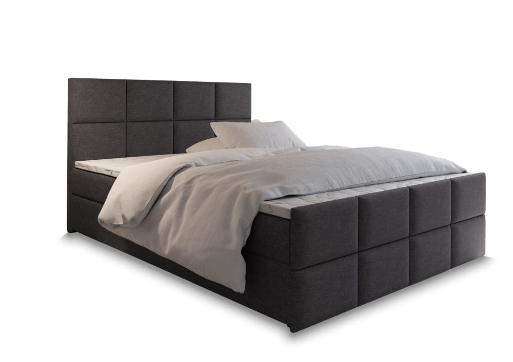 Masseno Boxspringbett 140x200 cm mit Matratze und Topper - Grau style modern Grau Stoff