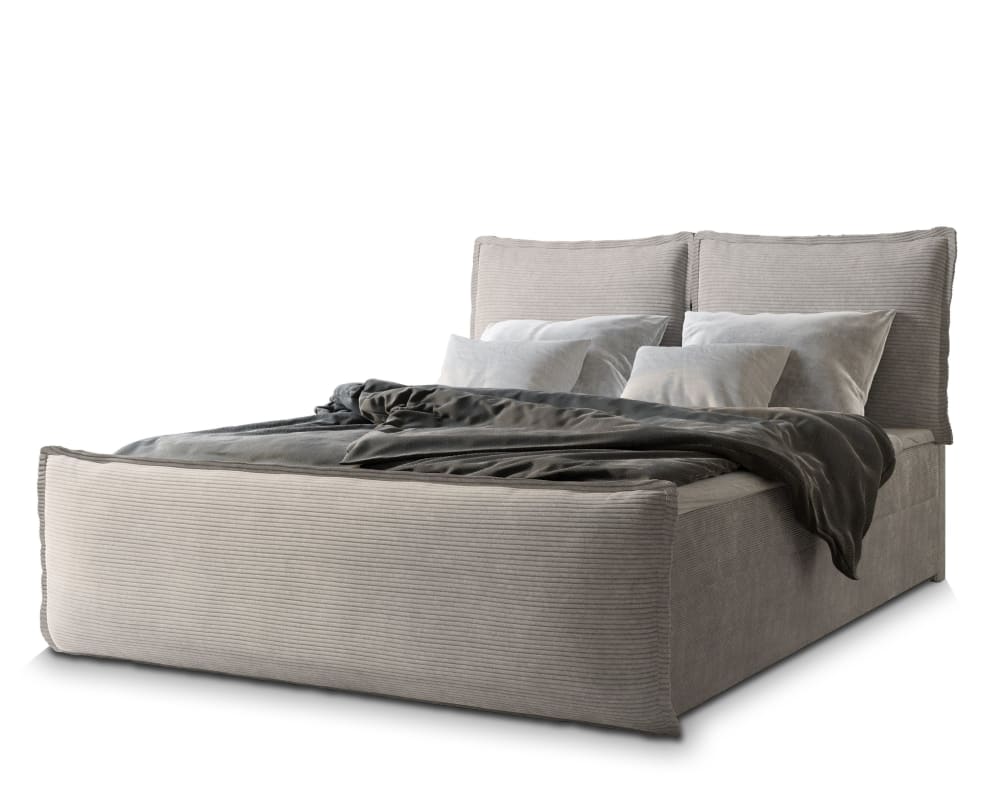 Masseno Boxspringbett 140x200 cm mit Matratze und Topper - Beige style modern Beige Stoff