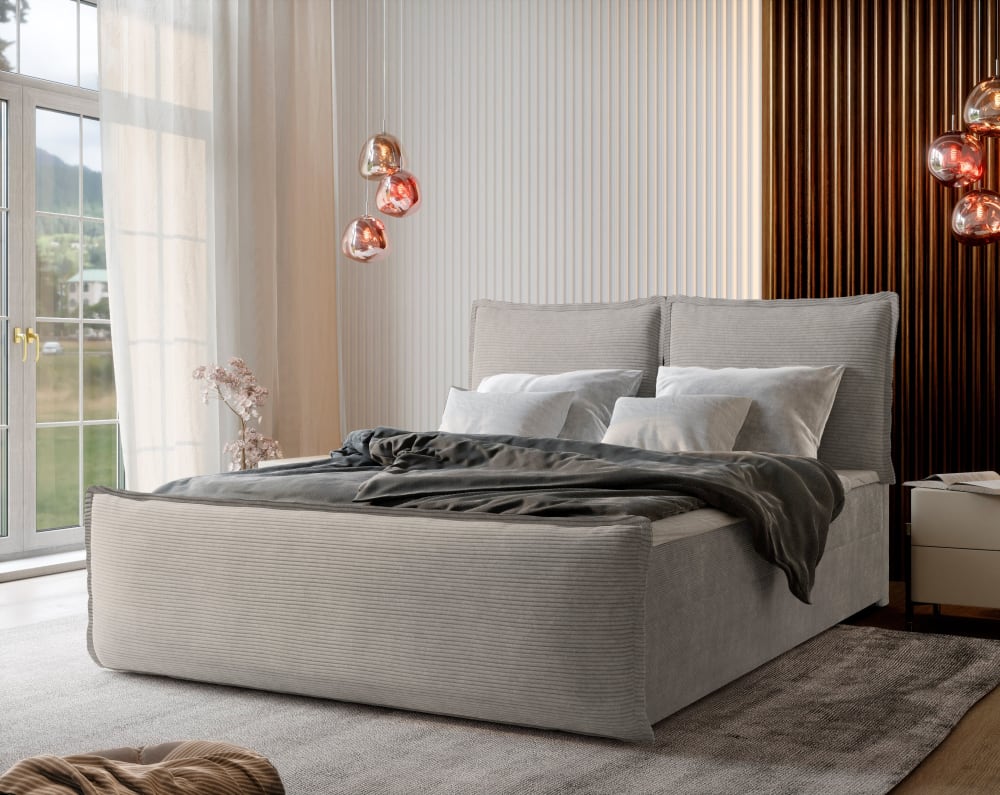 Boxspringbett 140x200 cm mit Matratze und Topper - Beige -