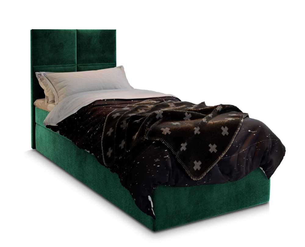 Masseno Boxspringbett 80x200 cm mit Matratze und Topper - Grün style modern Grün Stoff