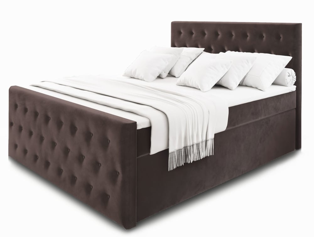 Masseno Boxspringbett 140x200 cm mit Matratze und Topper - Braun style modern Braun Stoff
